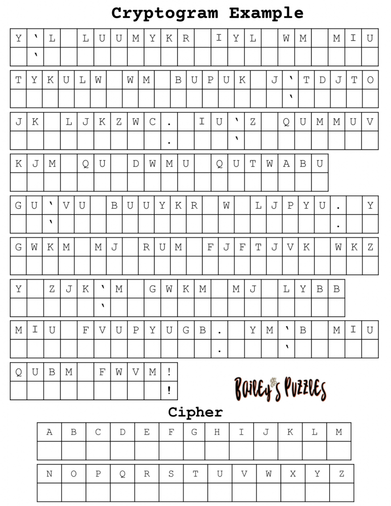 Free Printable Cryptoquip Puzzles