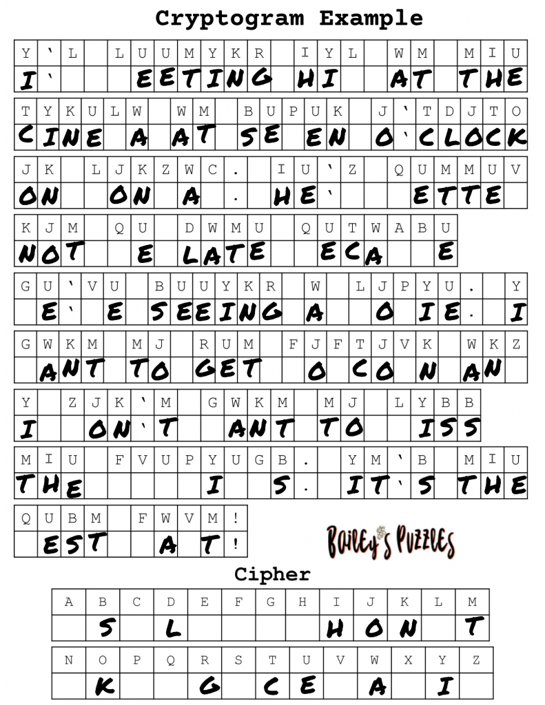 Can you finish solving the cryptogram example?