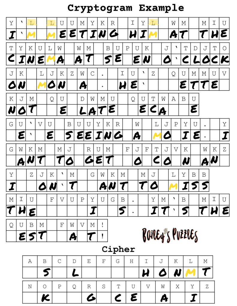 How to Solve Cryptograms {methods & examples} Bailey's Puzzles