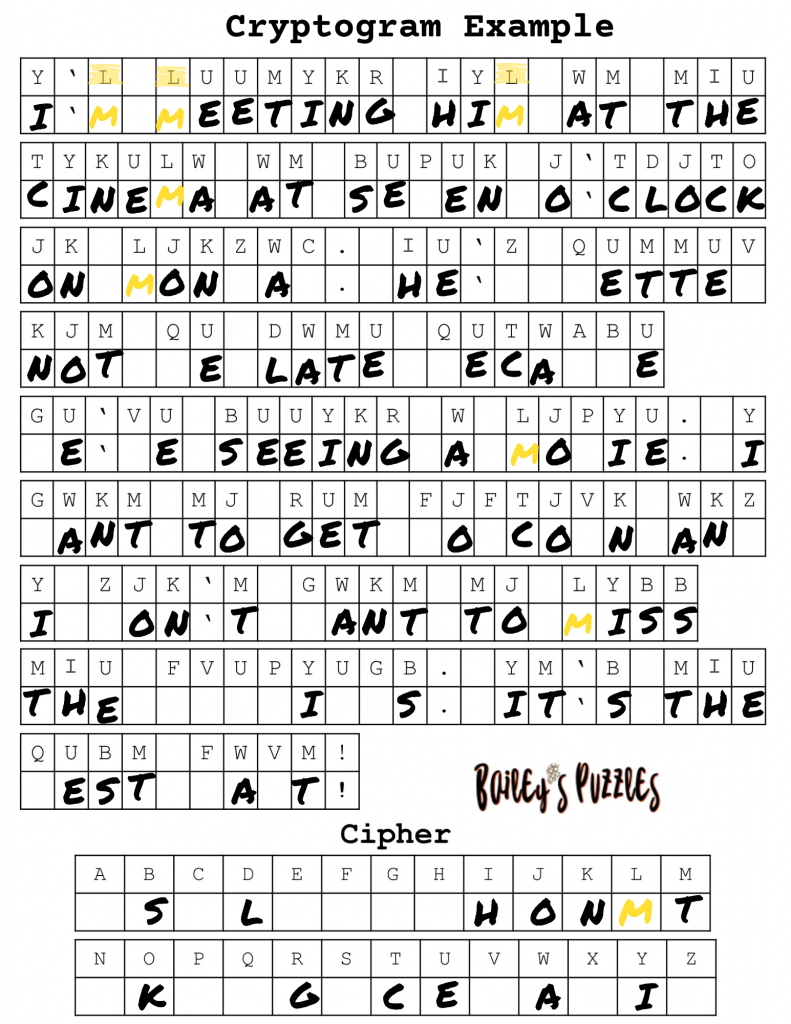 How To Solve Cryptograms methods Examples Bailey s Puzzles