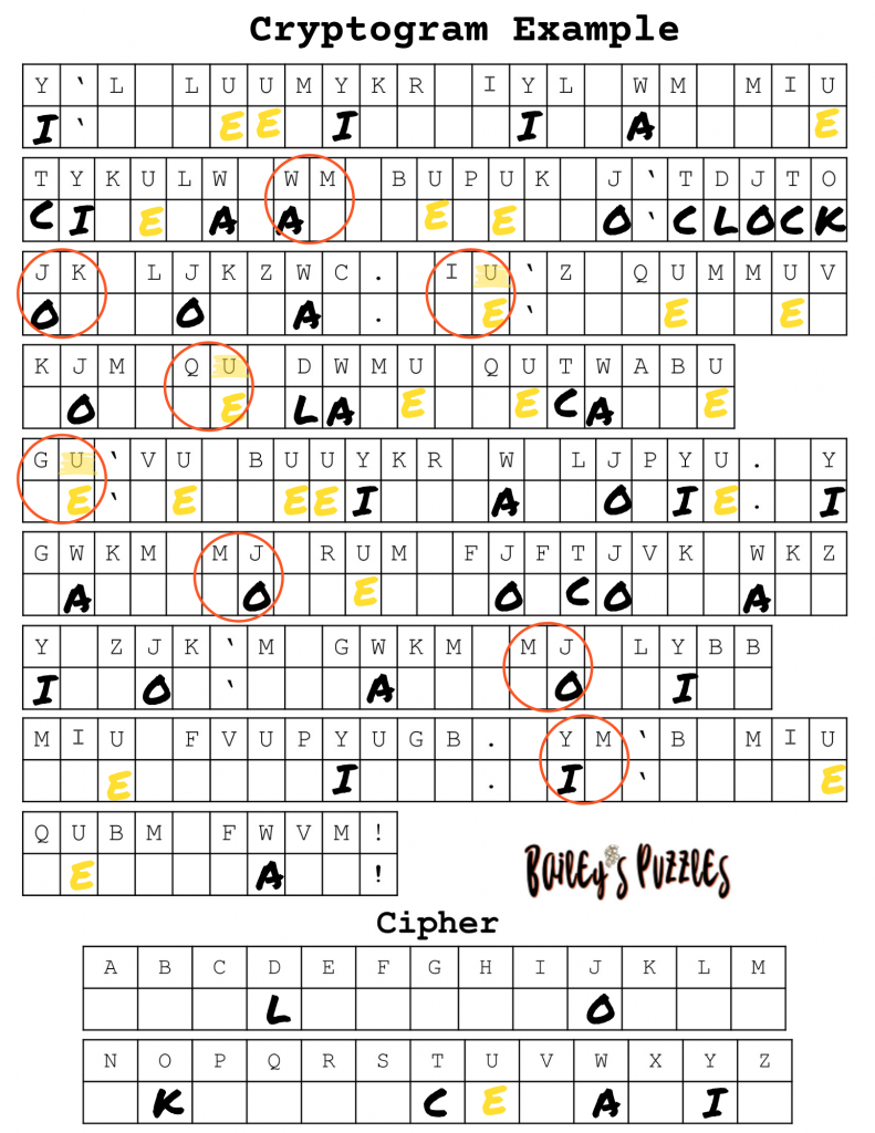 How To Solve Cryptograms methods Examples Bailey s Puzzles