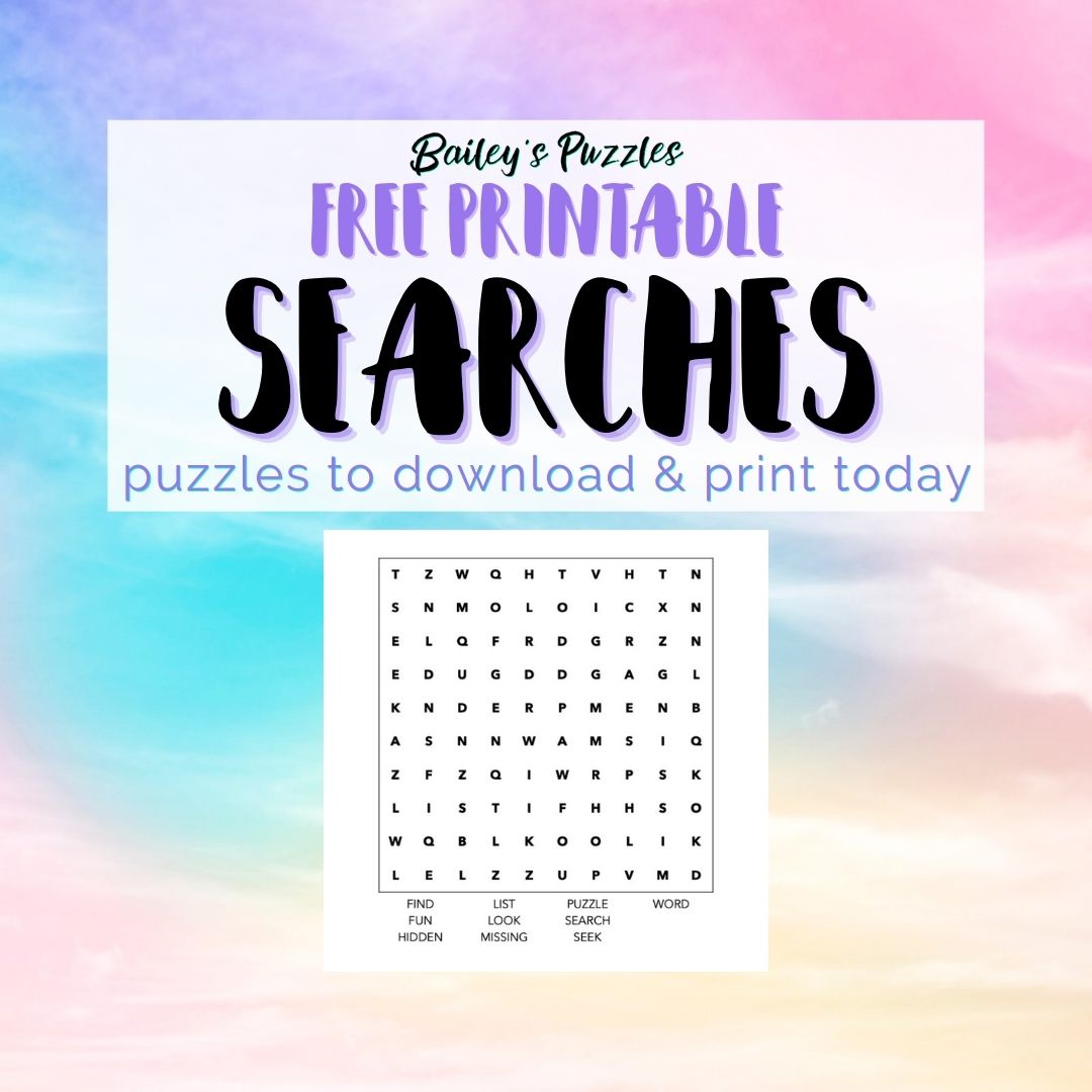 Free Printable Search Puzzles to download and print today
