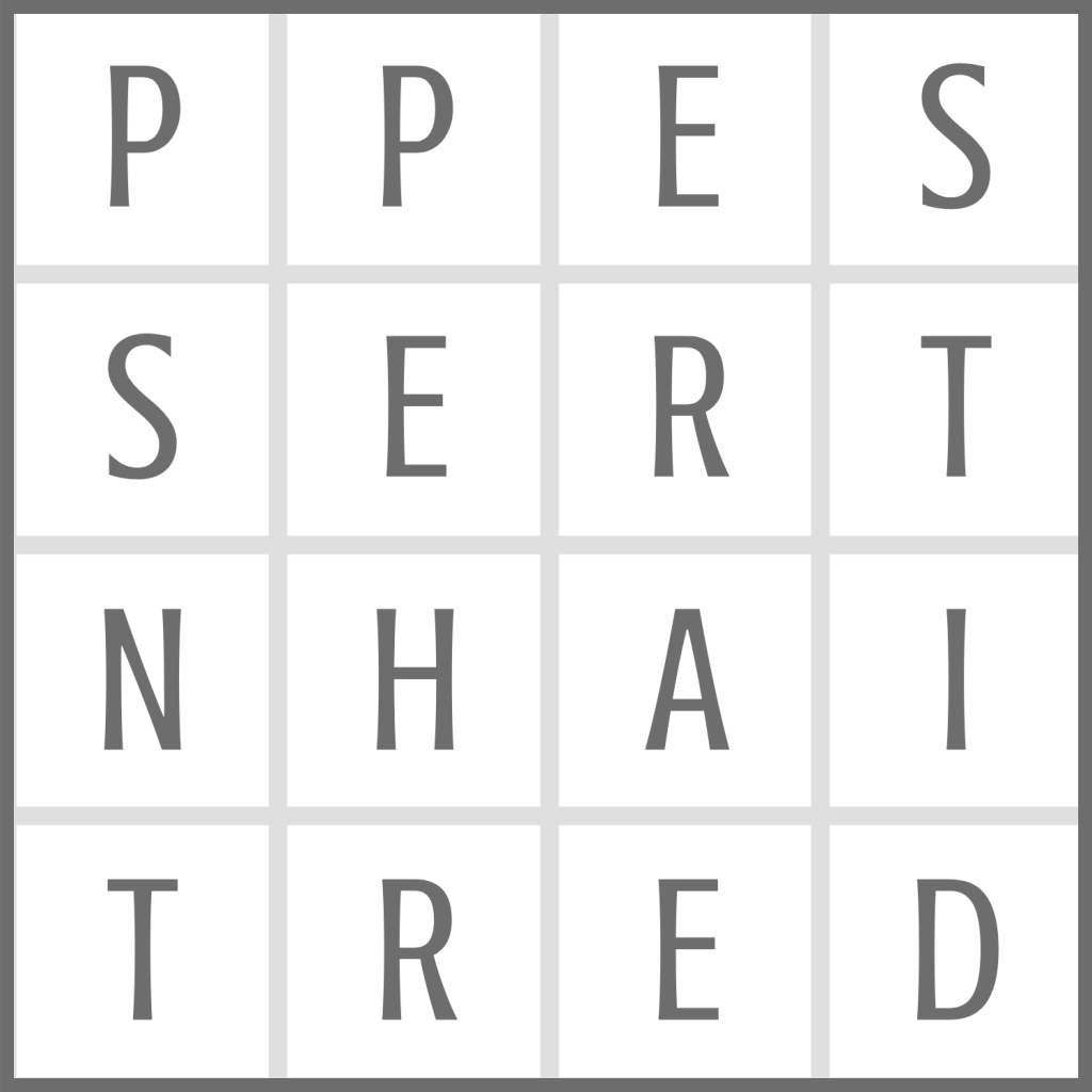 Boggle Example of a 4x4 Letter Grid