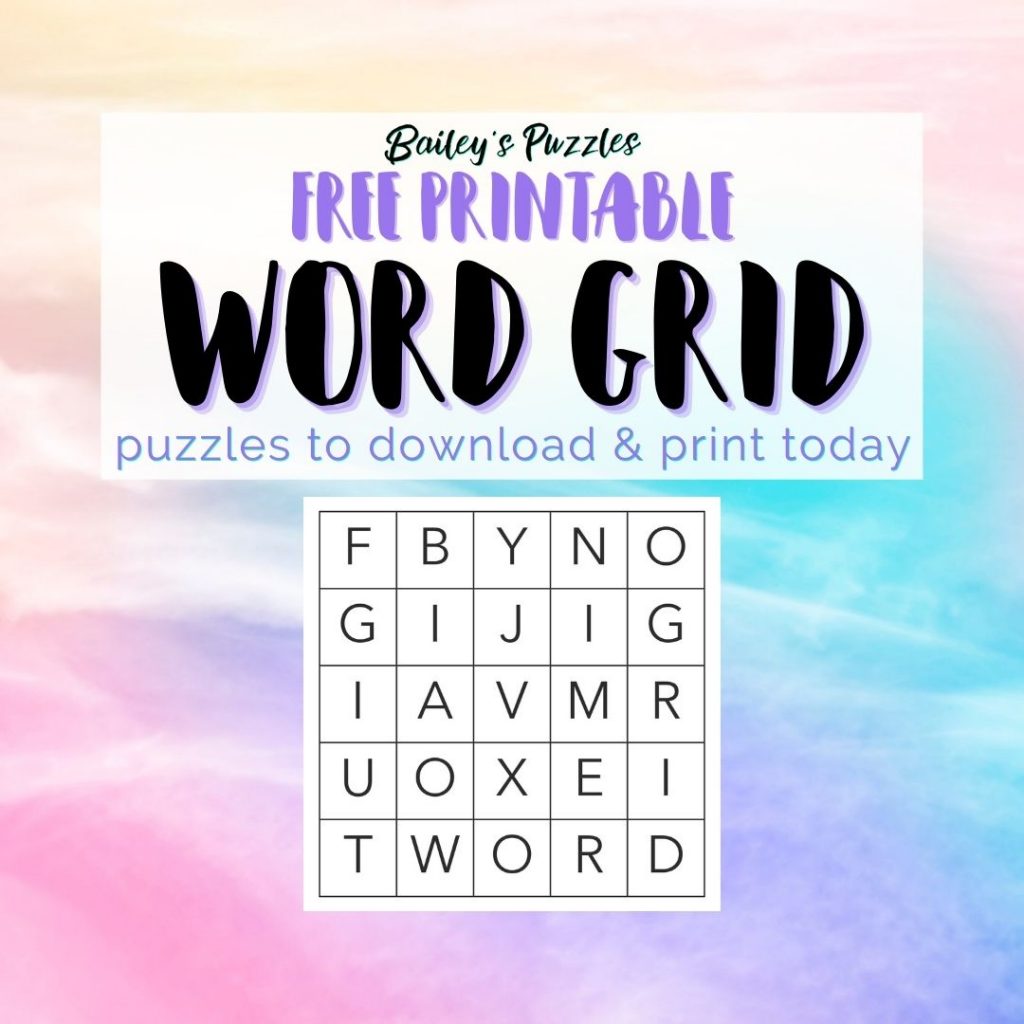 Free Printable Boggle Word Grid Puzzles to download and print today