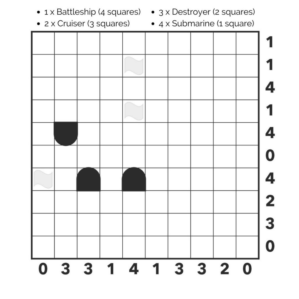 Warship Example 1 - Blank with 3 hints