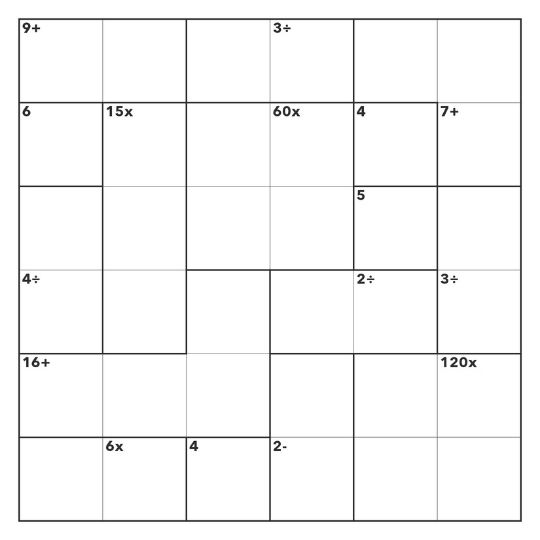 Calcudoku Example Puzzle