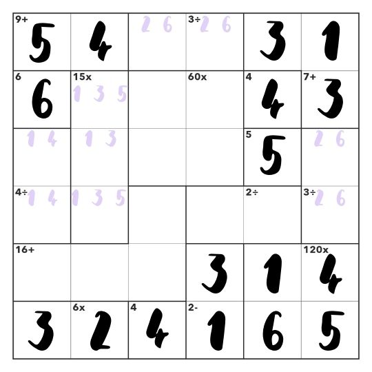 Calcudoku Example Puzzle