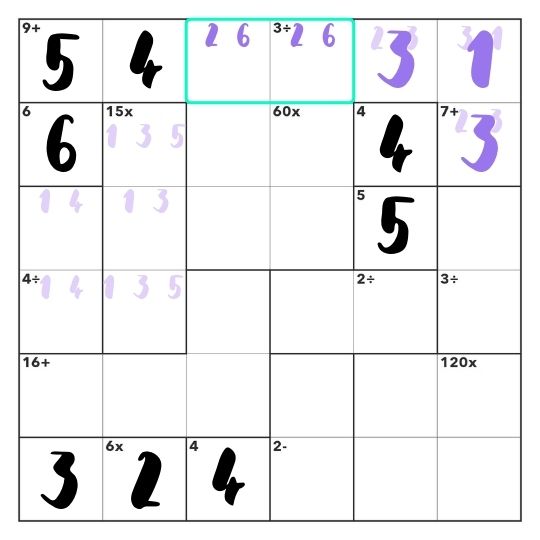 Calcudoku Example Puzzle