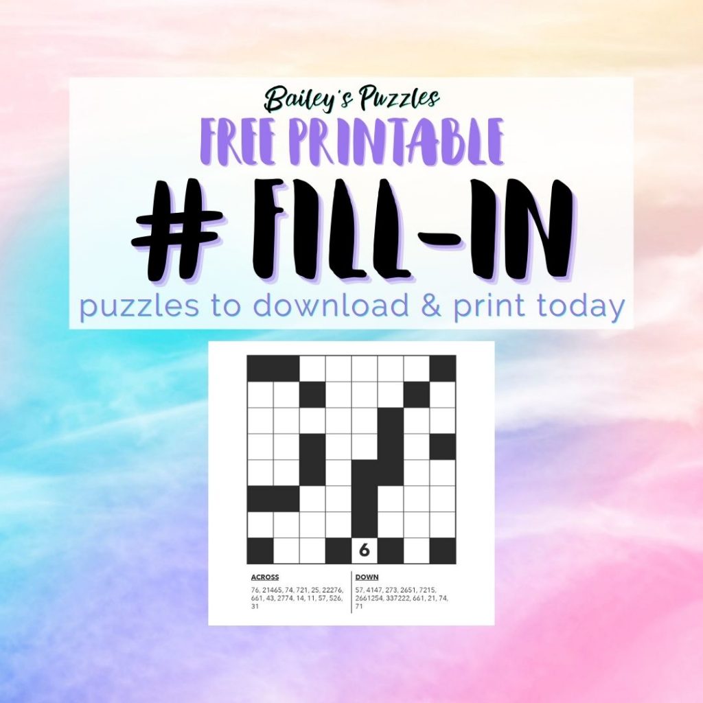 Free Printable Number Fill-In Puzzles to download and print today