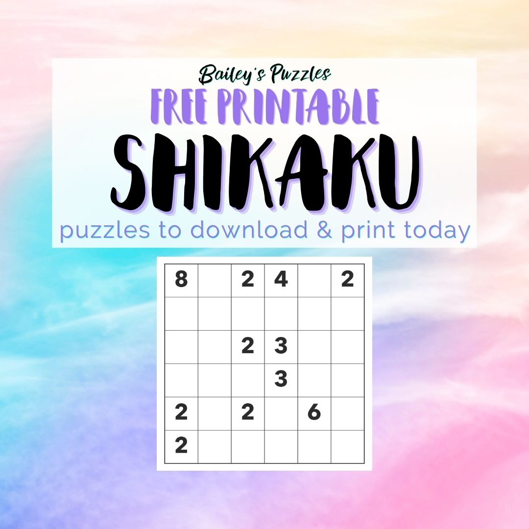 Free Printable Shikaku Puzzles to download and print today