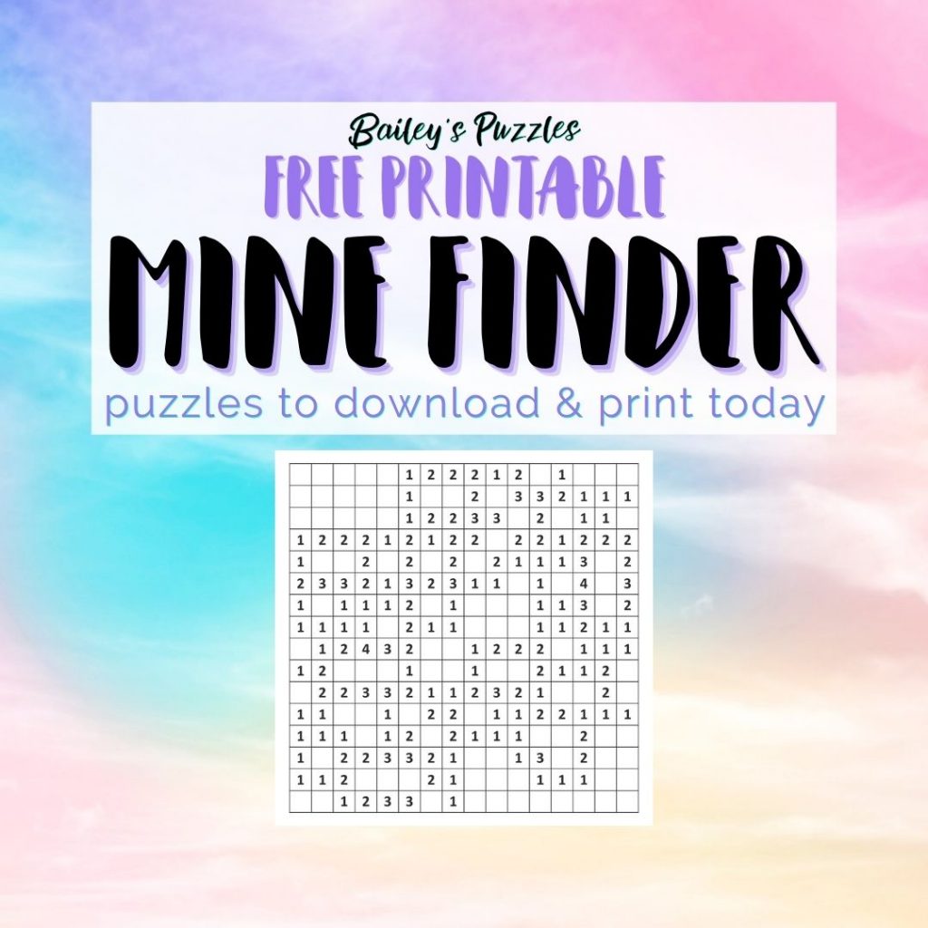 Free Printable Mine Finder Puzzles to download and print today