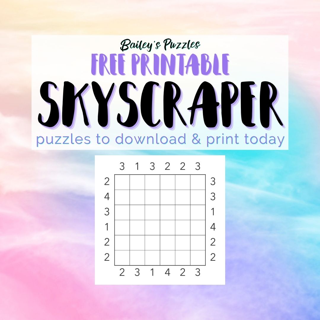 Free Printable Skyscraper Puzzles to download and print today