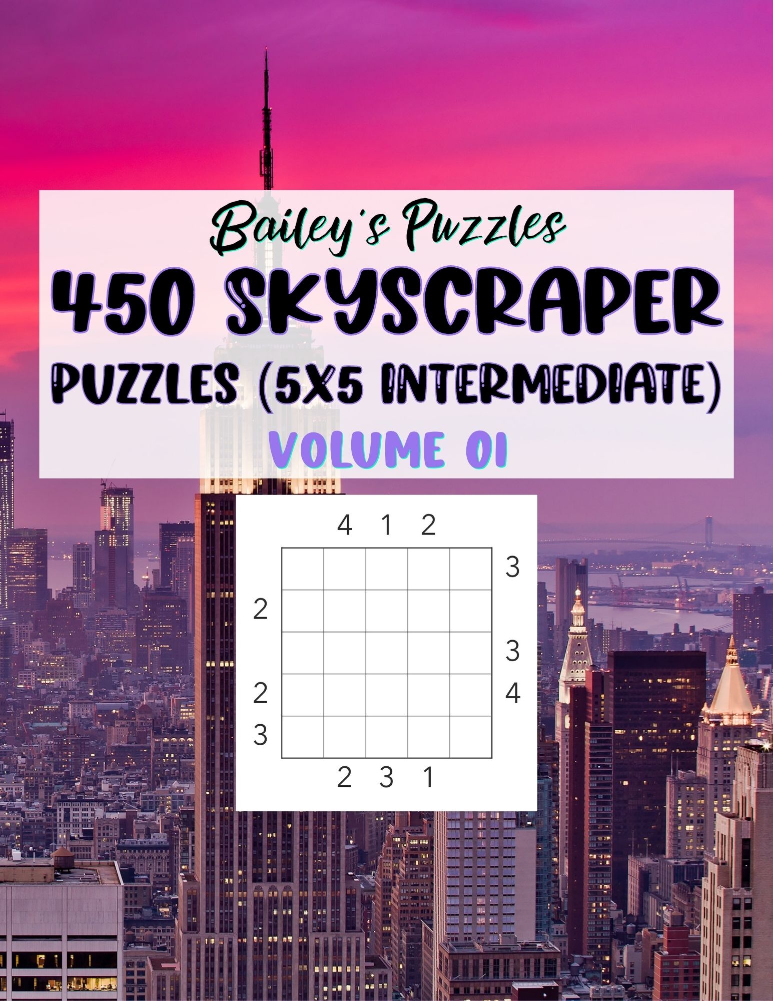 Front Cover - 450 Skyscraper Puzzles (5x5, intermediate)
