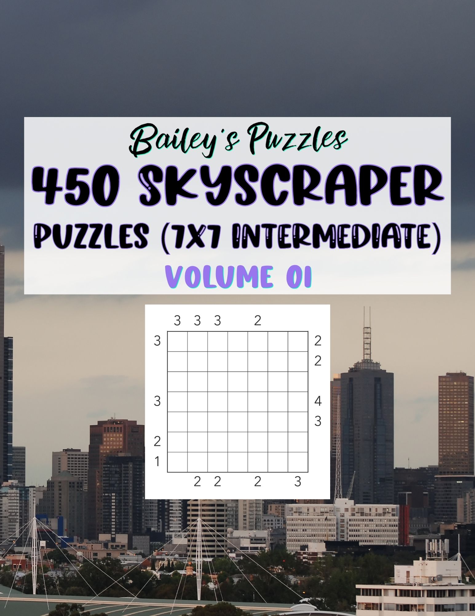 Front Cover - 450 Skyscraper Puzzles (7x7, intermediate)